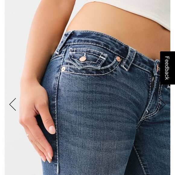 True Religion Becca Low Rise Flare Bootcut Jeans Women 30 Waist Y2K 00s Dark USA - Picture 5 of 16